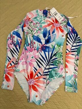 AXESEA women’s Floral Long-Sleeve One-Piece Swimsuit - Multicolor